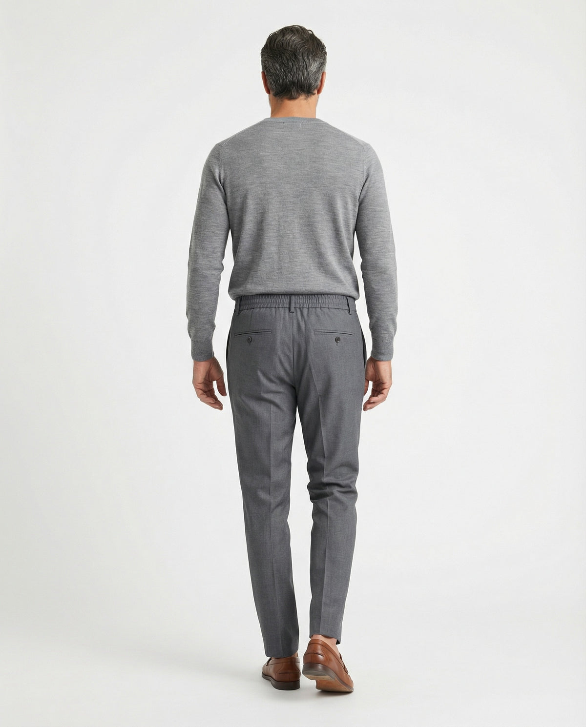 PESERICO MEN'S GRAY WOOL BLEND DRAWSTRING TROUSERS