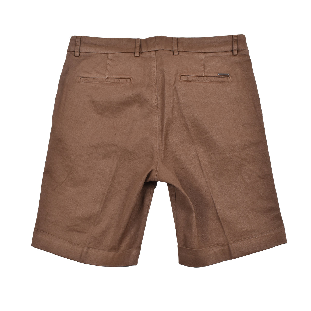 PESERICO MEN'S BROWN LINEN BERMUDA SHORTS