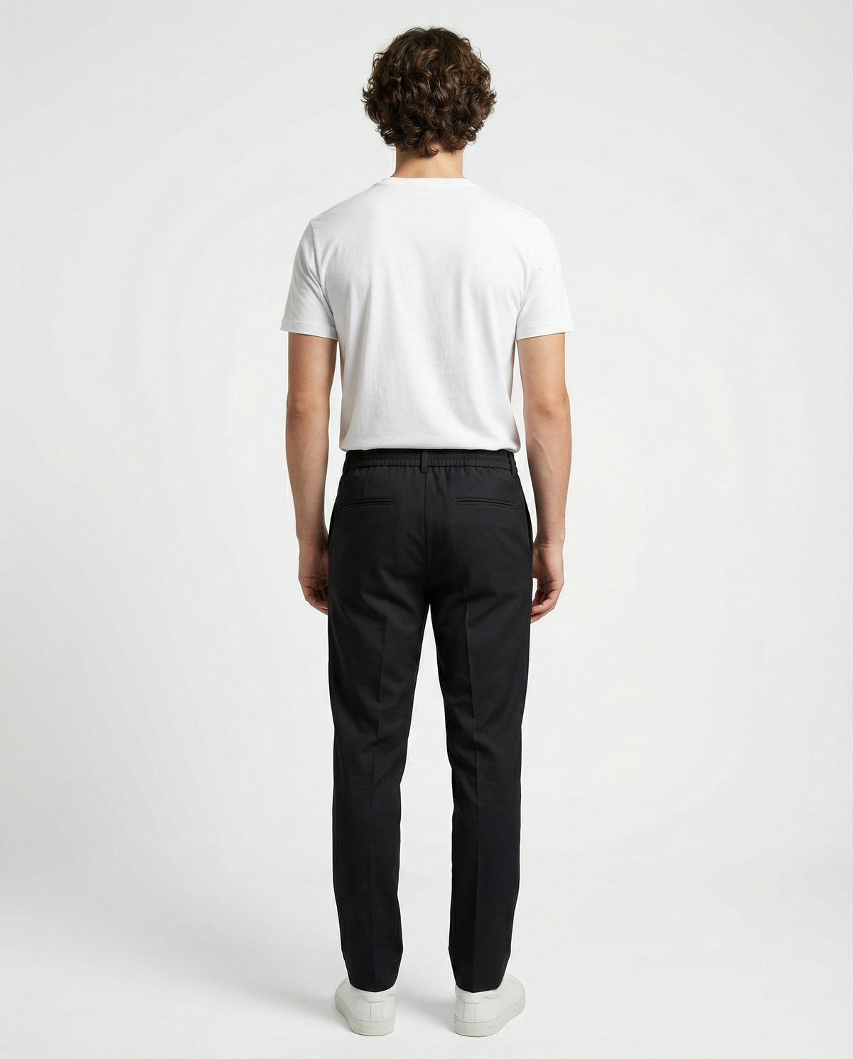 PESERICO MEN'S DARK NAVY WOOL DRAWSTRING TROUSERS