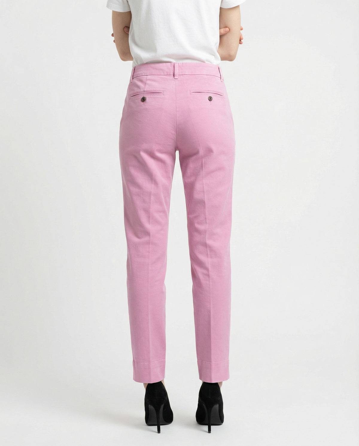 PESERICO WOMEN'S PINK CASUAL COTTON TROUSERS