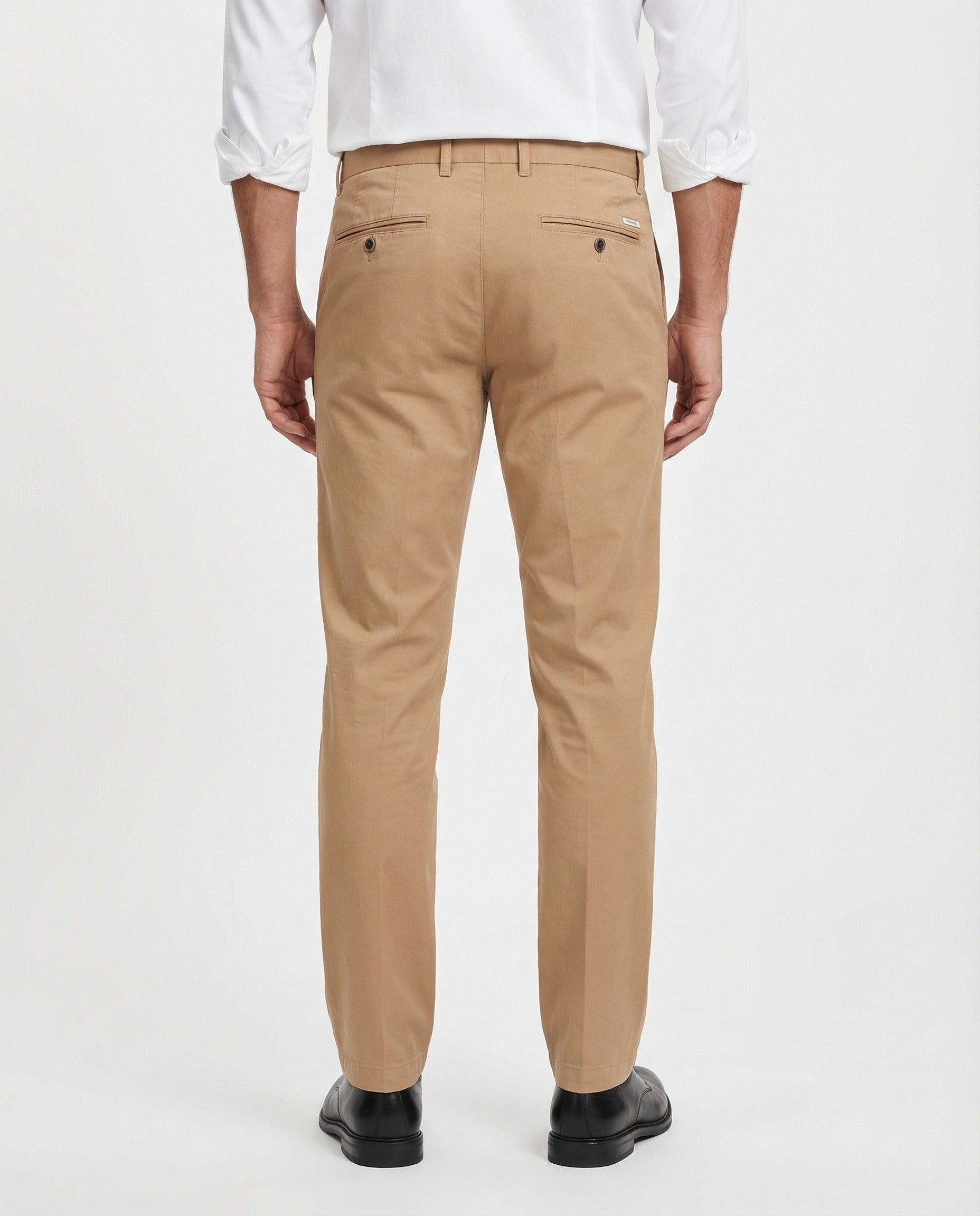 PESERICO MEN'S BEIGE TAILORED CHINO TROUSERS