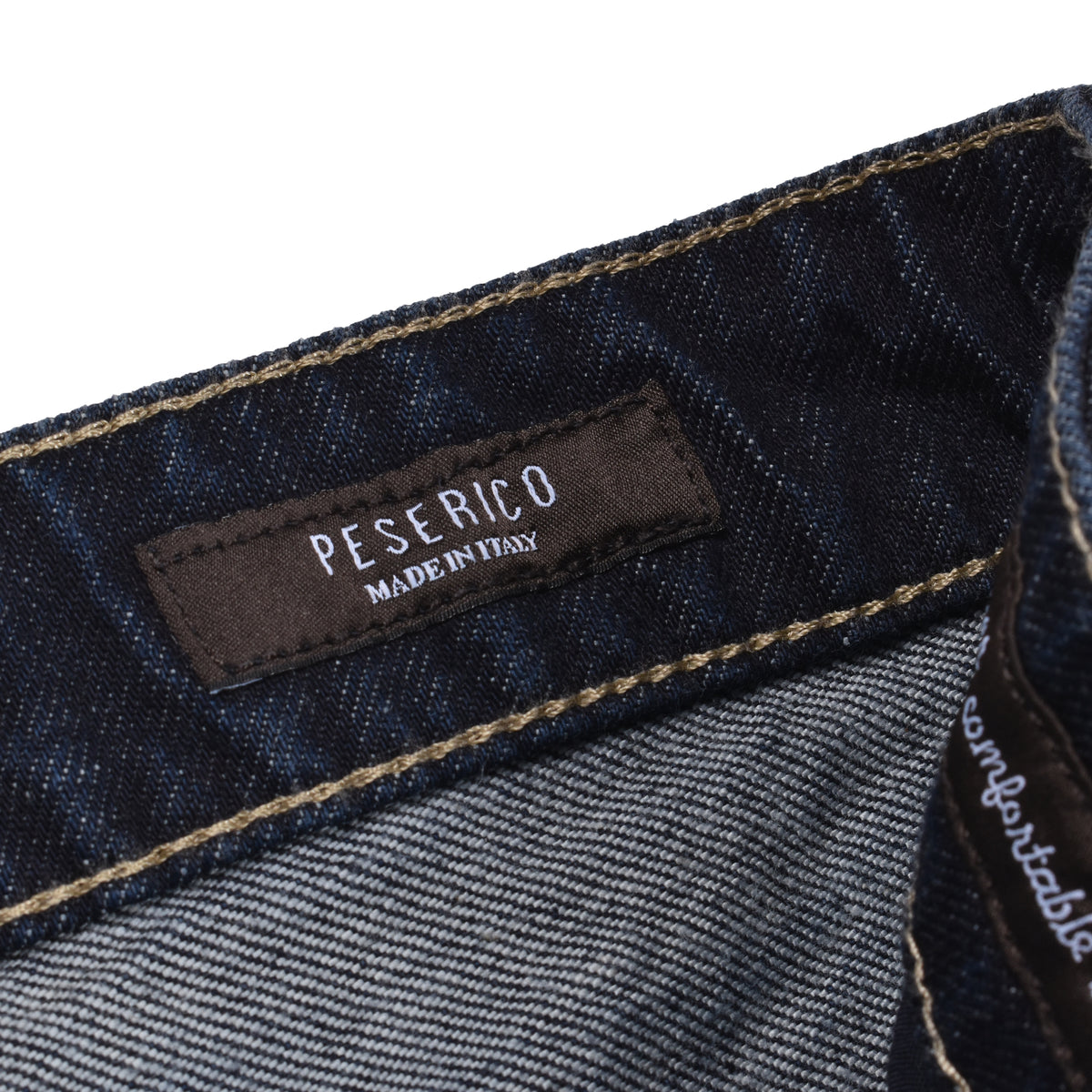 PESERICO MEN'S DARK BLUE COTTON STRAIGHT TROUSERS