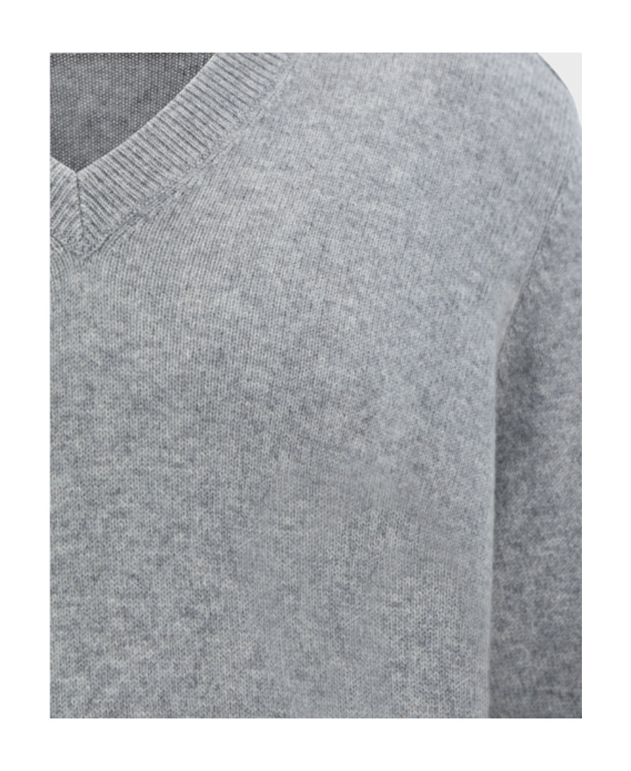 BRUNELLO CUCINELLI MEN'S LIGHT GREY CASHMERE SWEATER