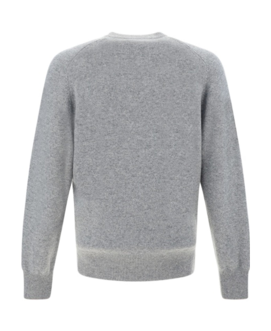 BRUNELLO CUCINELLI MEN'S LIGHT GREY CASHMERE SWEATER