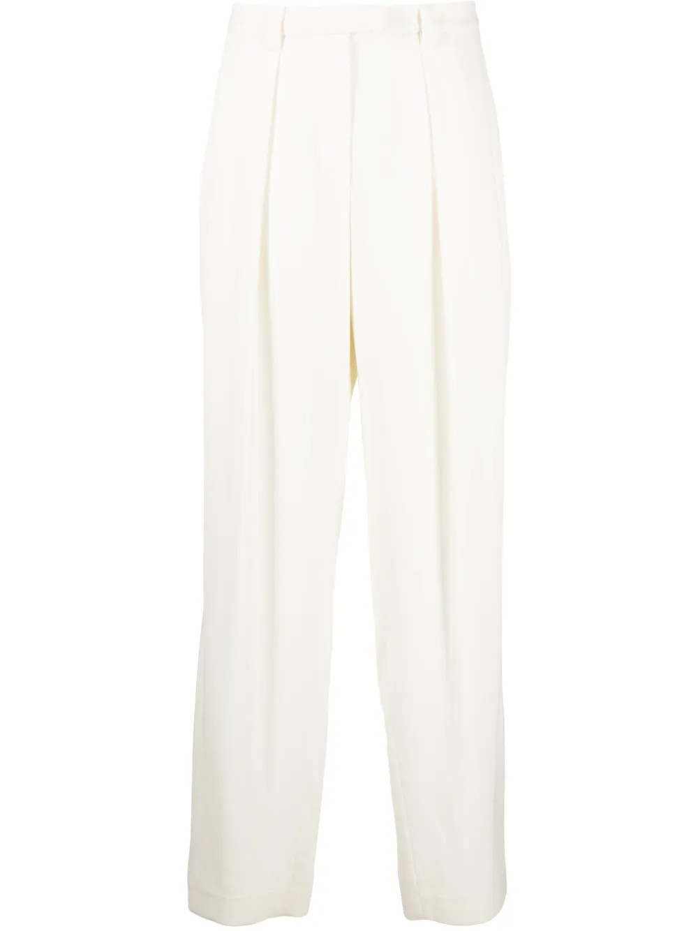 BRUNELLO CUCINELLI WOMEN'S OFF WHITE WOOL PLEATED TROUSERS