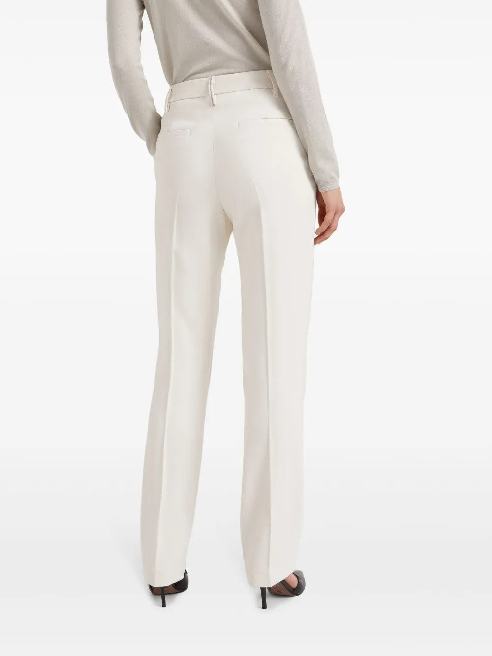 BRUNELLO CUCINELLI WOMEN'S OFF WHITE TAILORED TROUSERS