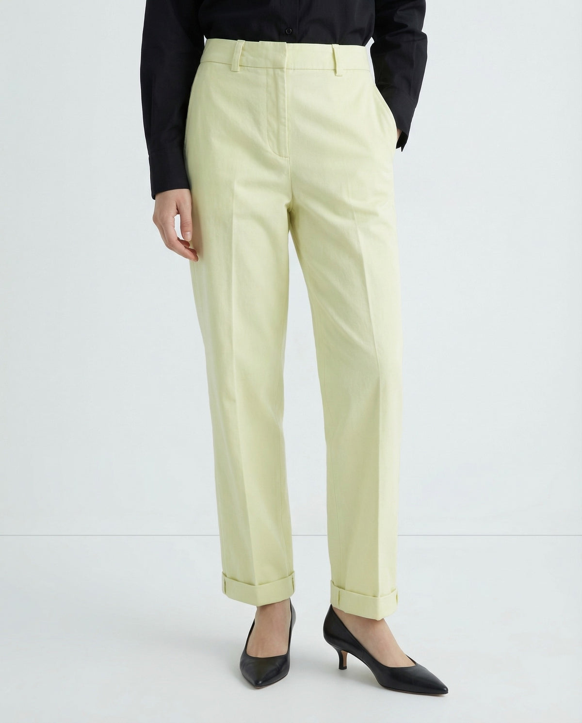 PESERICO WOMEN'S LIGHT YELLOW CASUAL TROUSERS