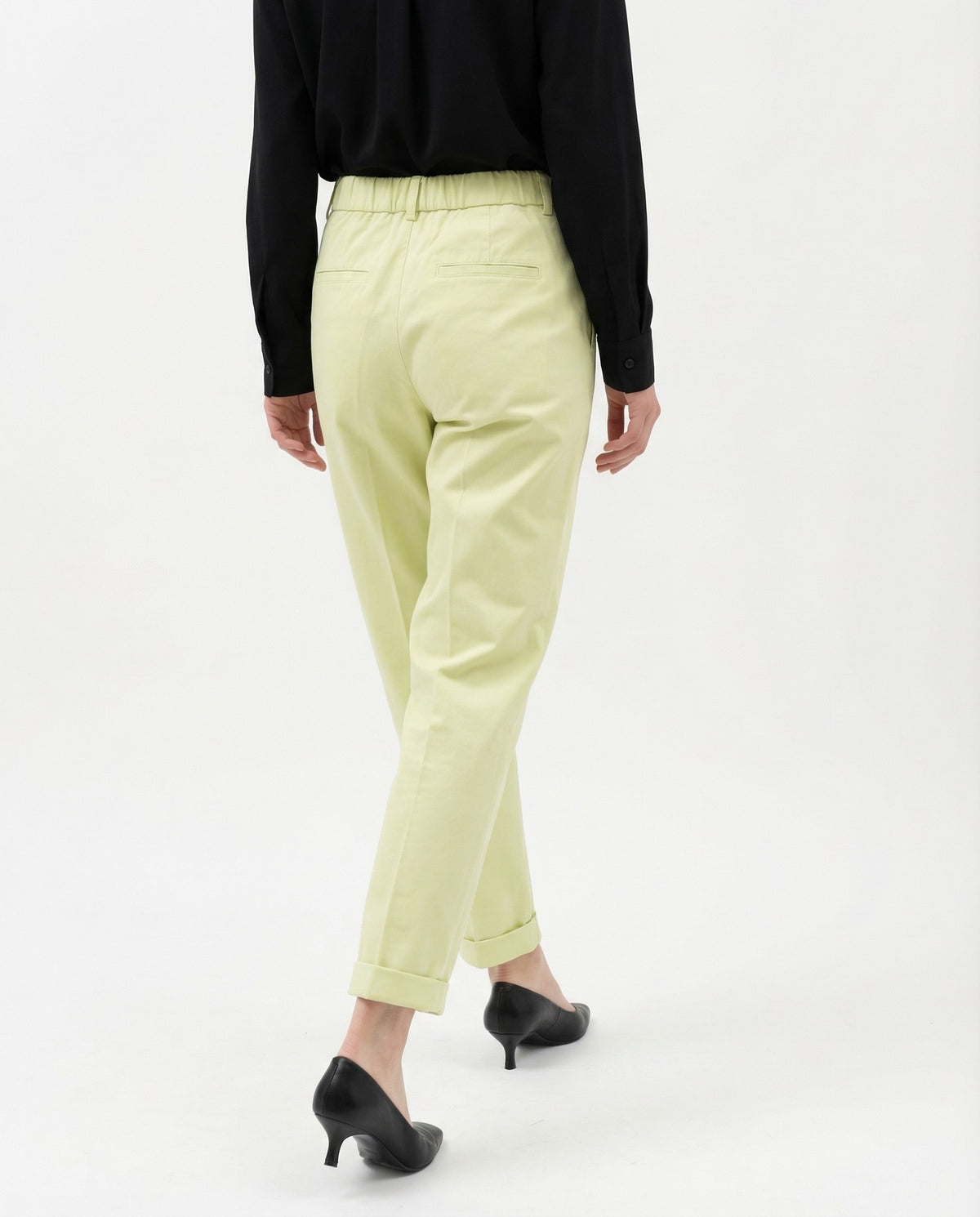 PESERICO WOMEN'S LIGHT YELLOW CASUAL TROUSERS