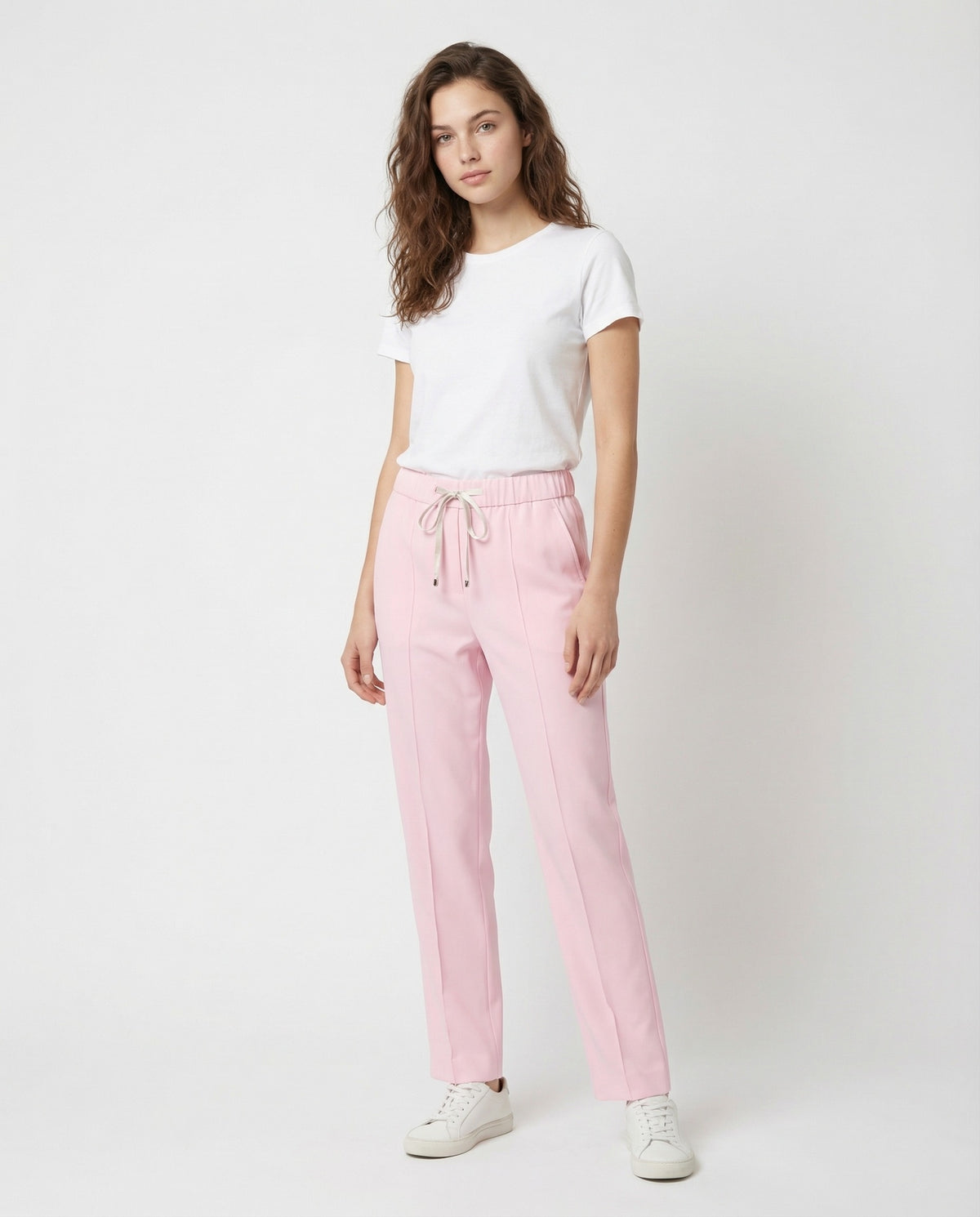 PESERICO WOMEN'S LIGHT PINK RELAXED TROUSERS