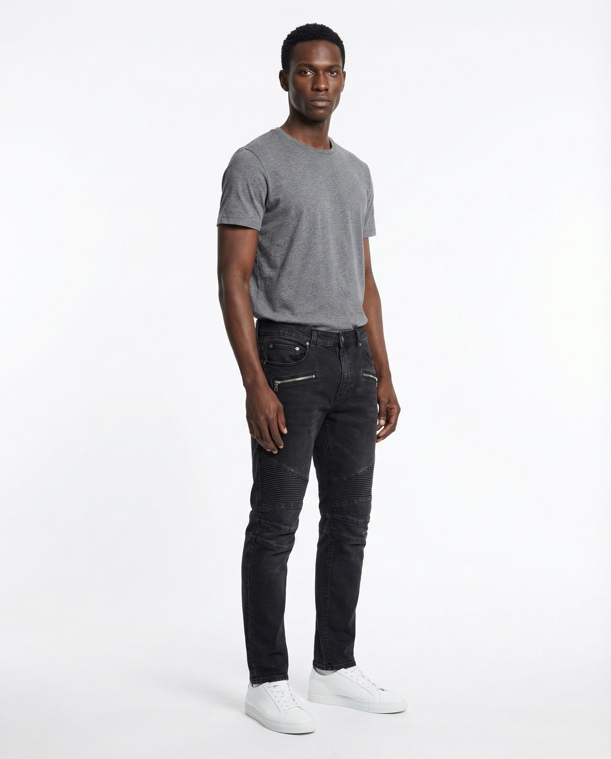 BALMAIN MEN'S BLACK RIBBED SLIM TROUSERS