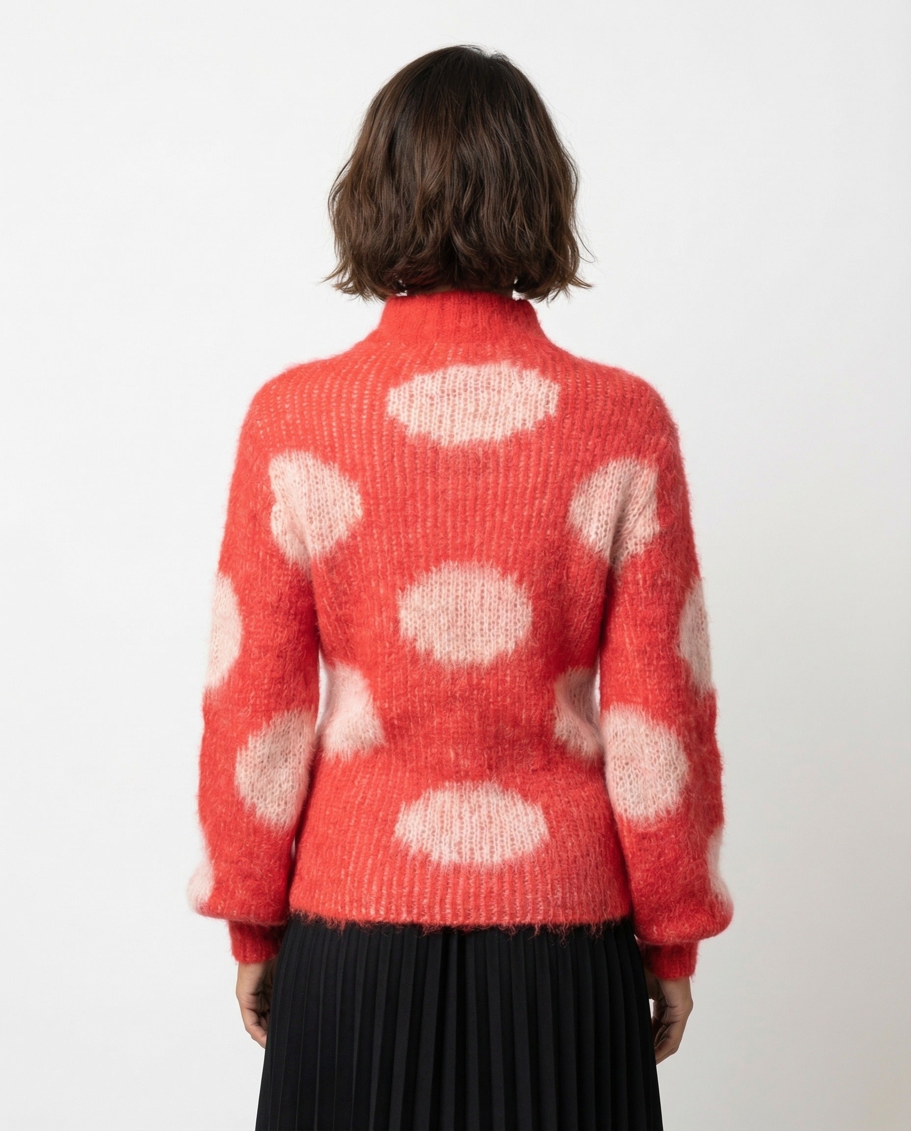 MARNI WOMEN'S RED POLKA DOT KNIT SWEATER