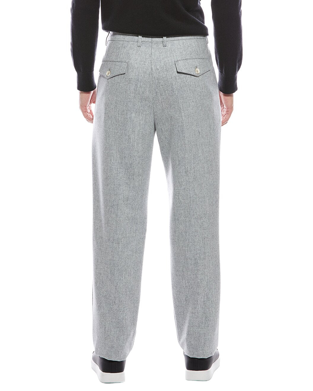 BRUNELLO CUCINELLI MEN'S LIGHT GREY WOOL TROUSERS