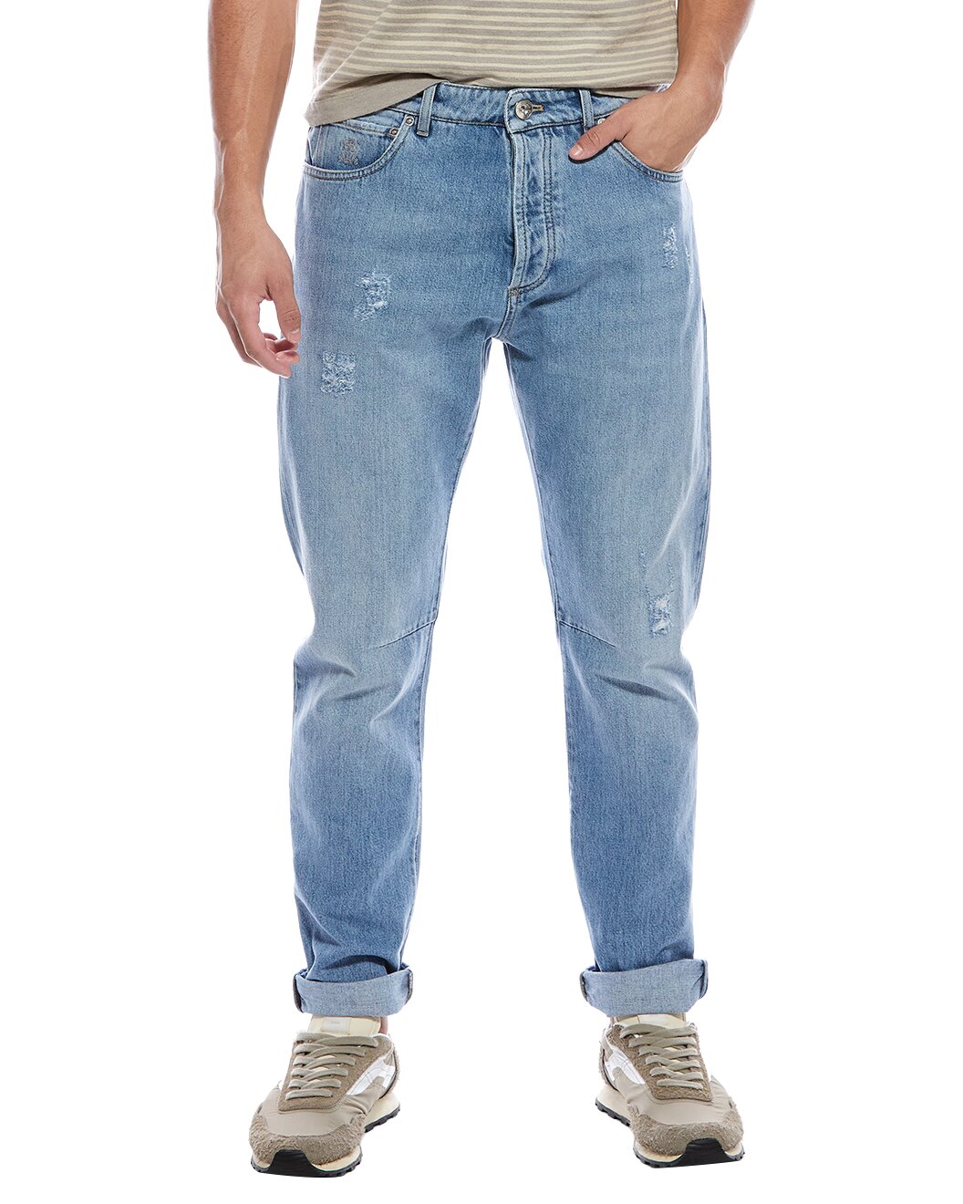 BRUNELLO CUCINELLI MEN'S LIGHT WASH DENIM JEANS