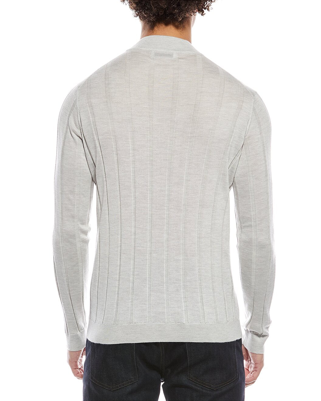 BRUNELLO CUCINELLI MEN'S LIGHT GREY SILK WOOL SWEATER