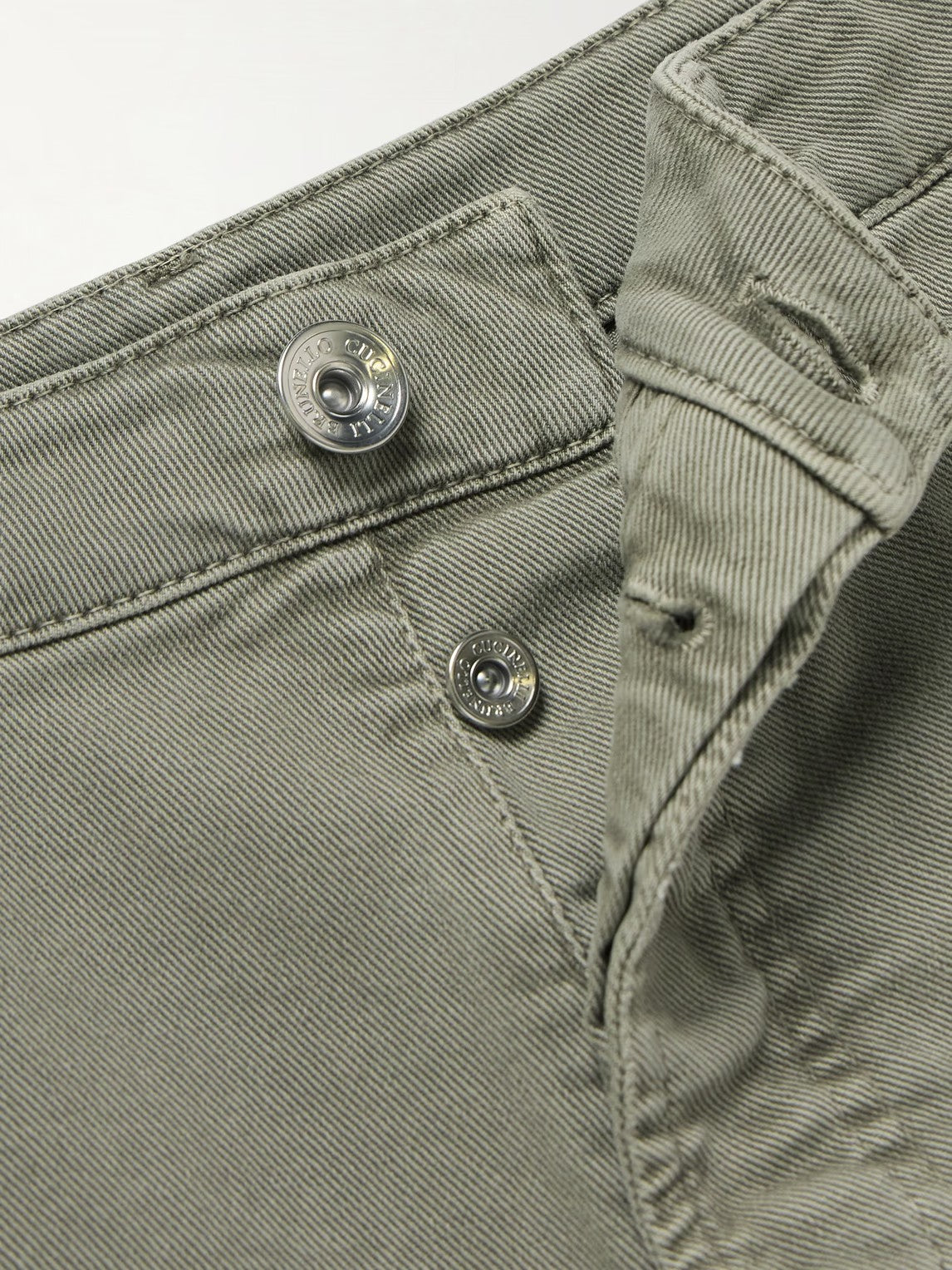 BRUNELLO CUCINELLI MEN'S OLIVE STRAIGHT-LEG TROUSERS