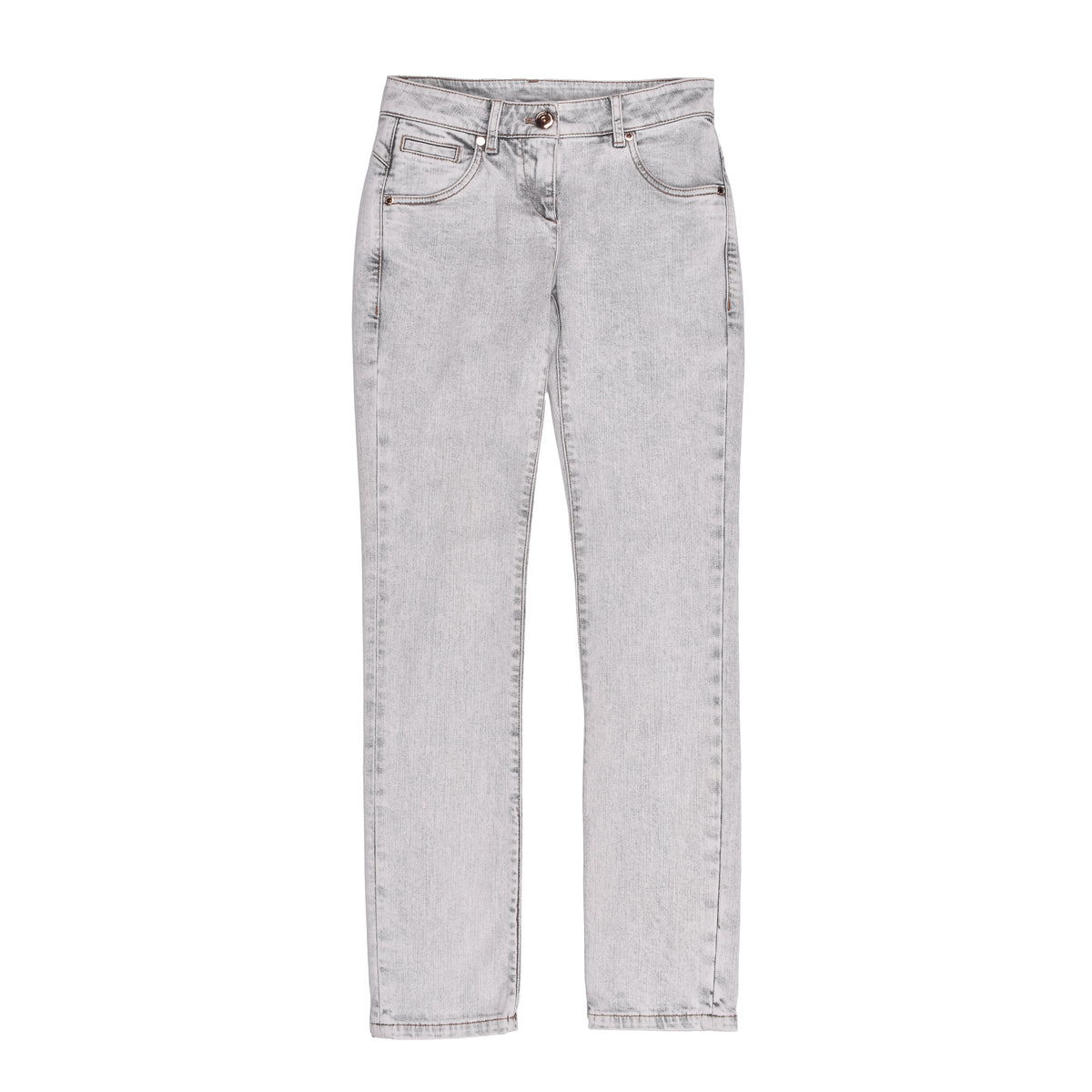 BRUNELLO CUCINELLI WOMEN'S LIGHT GREY SKINNY DENIM TROUSERS