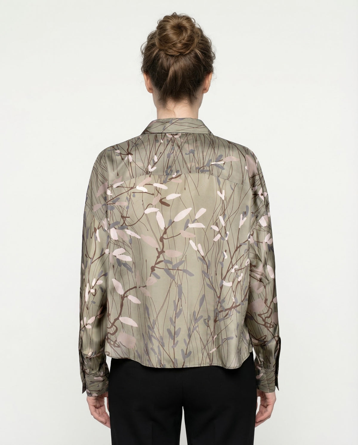 BRUNELLO CUCINELLI WOMEN'S GREEN SILK FLORAL SHIRT