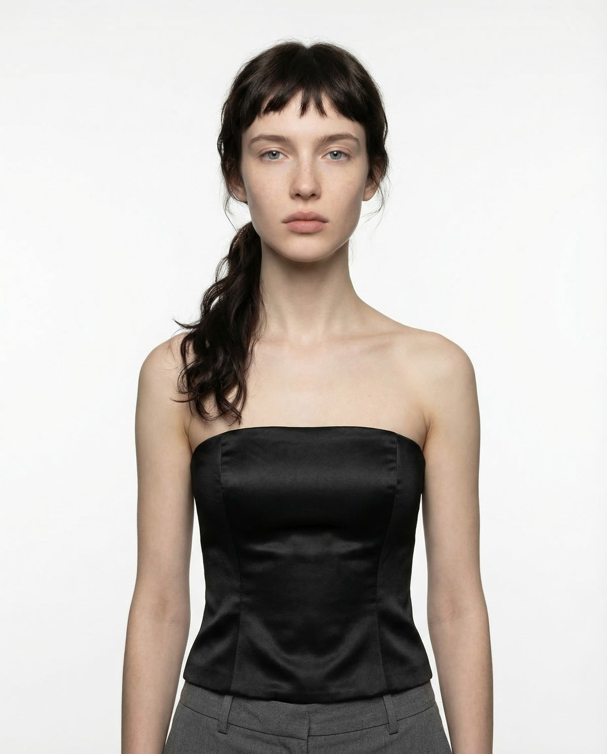 BRUNELLO CUCINELLI WOMEN'S BLACK STRAPLESS BUSTIER TOP