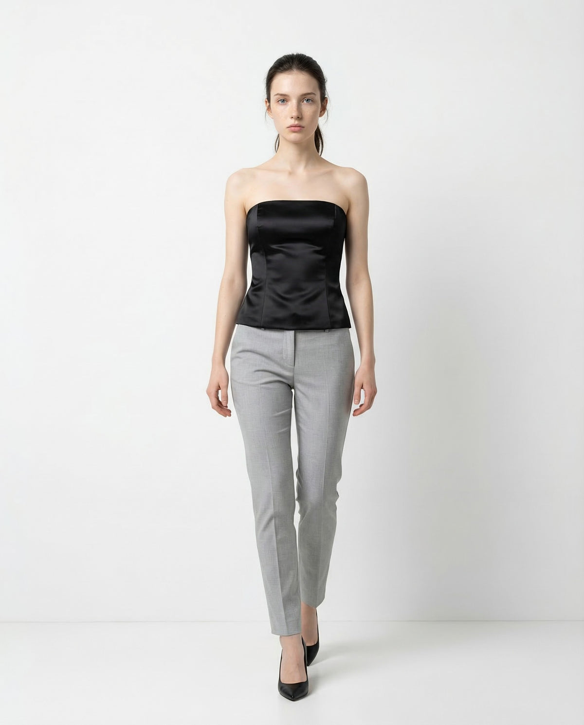 BRUNELLO CUCINELLI WOMEN'S BLACK STRAPLESS BUSTIER TOP