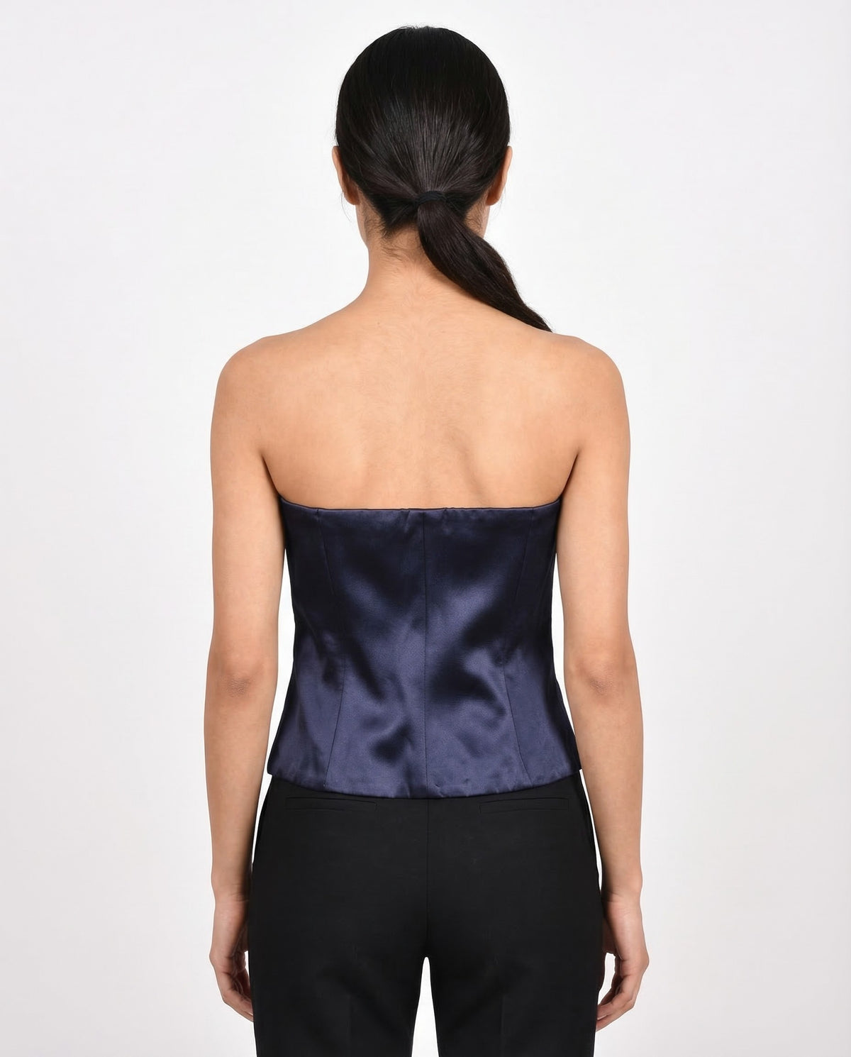 BRUNELLO CUCINELLI WOMEN'S NAVY STRAPLESS BUSTIER TOP