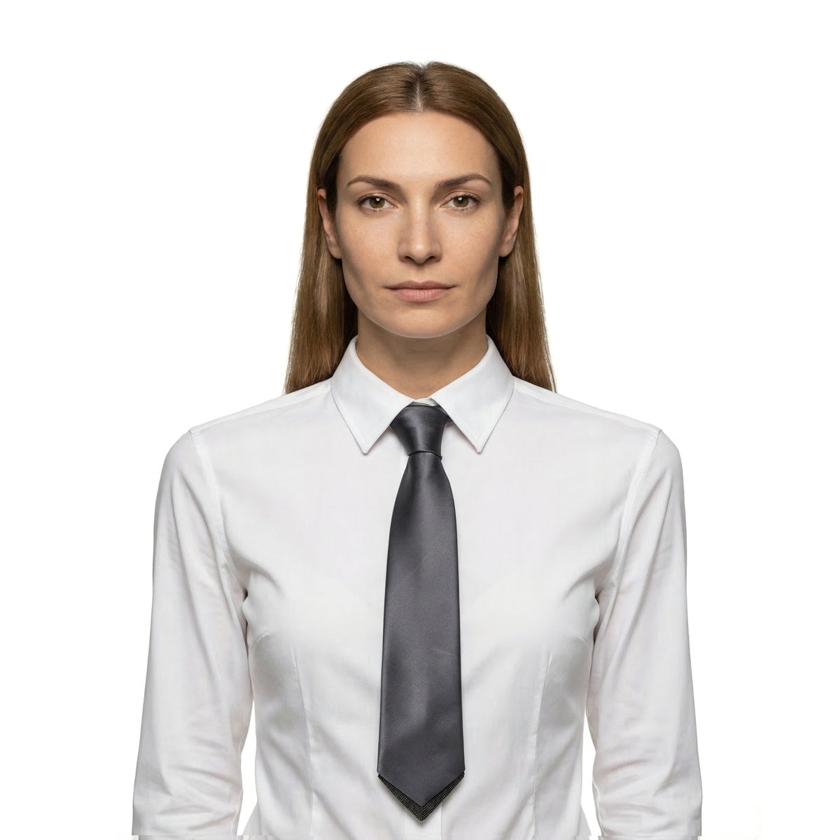 BRUNELLO CUCINELLI WOMEN'S GRAY SILK TIE WITH MONILI BEADS