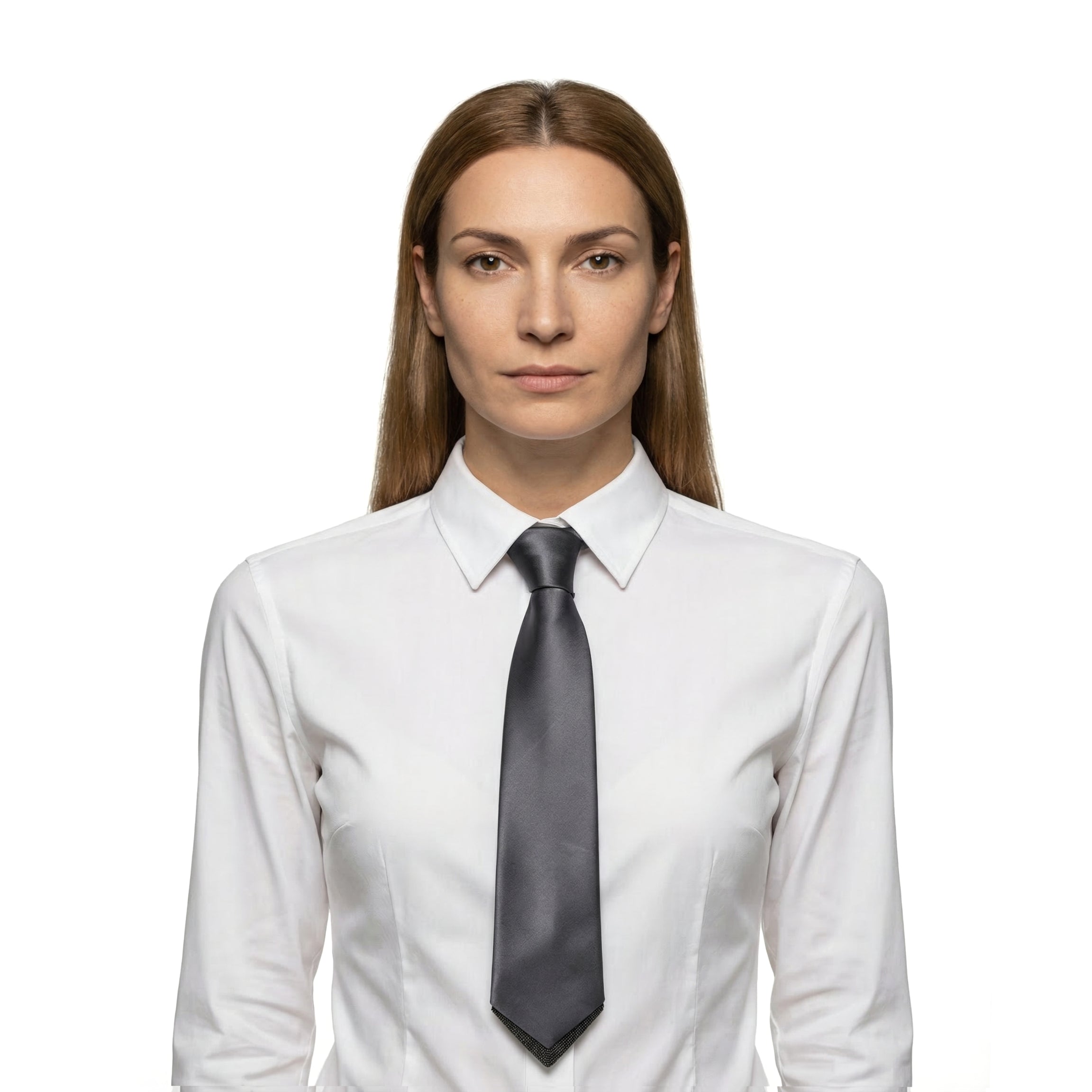 BRUNELLO CUCINELLI WOMEN'S GRAY SILK TIE WITH MONILI BEADS