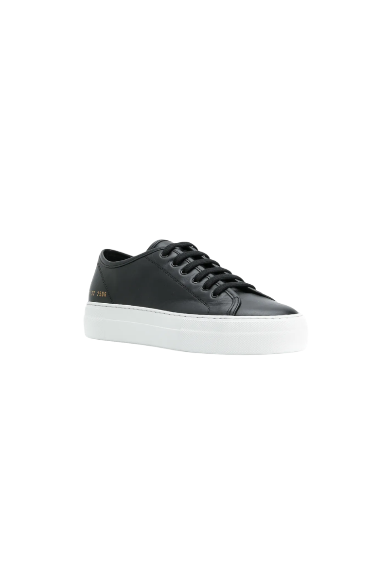 Common Projects Tournament Low Super In Leather Womens 4017-Black/White