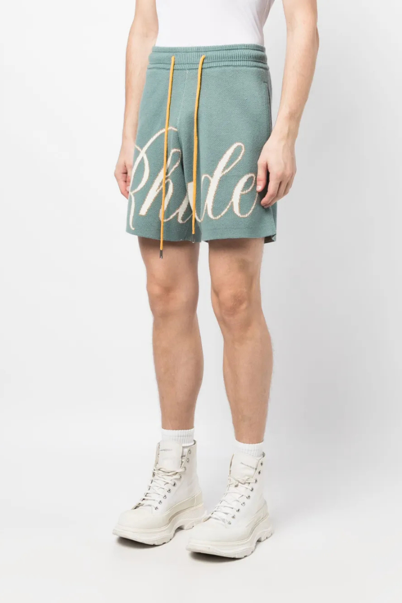 Rhude Script Logo Knit Short lvory/Sage