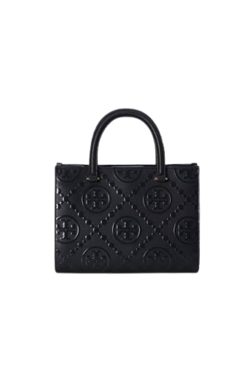 Tory Burch T Monogram Embossed Square Tote Black 162013-001
