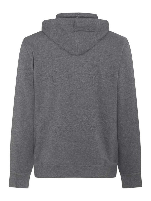 BRUNELLO CUCINELLI MEN'S GREY COTTON ZIP HOODIE