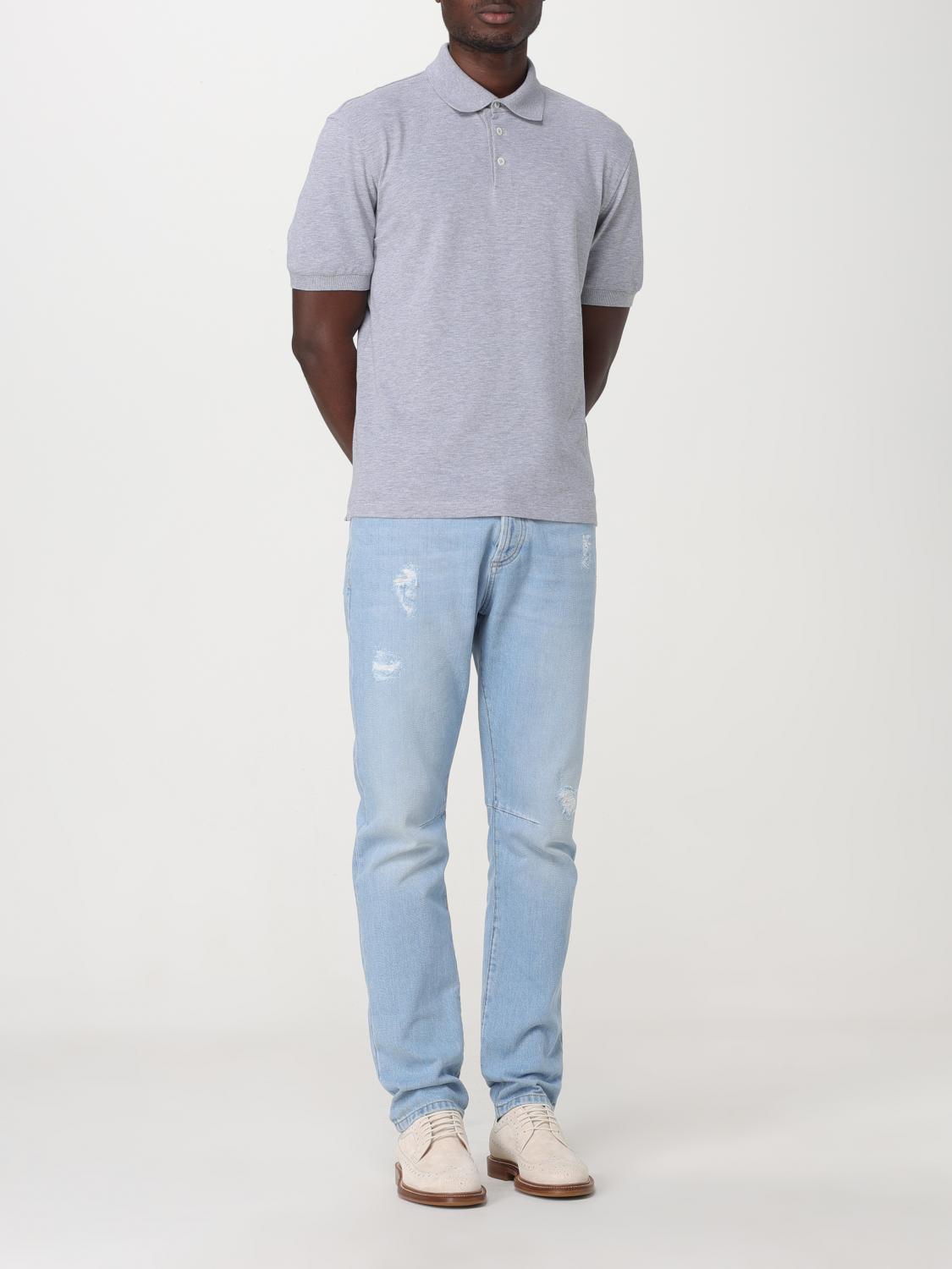 BRUNELLO CUCINELLI MEN'S LIGHT BLUE DISTRESSED DENIM TROUSERS