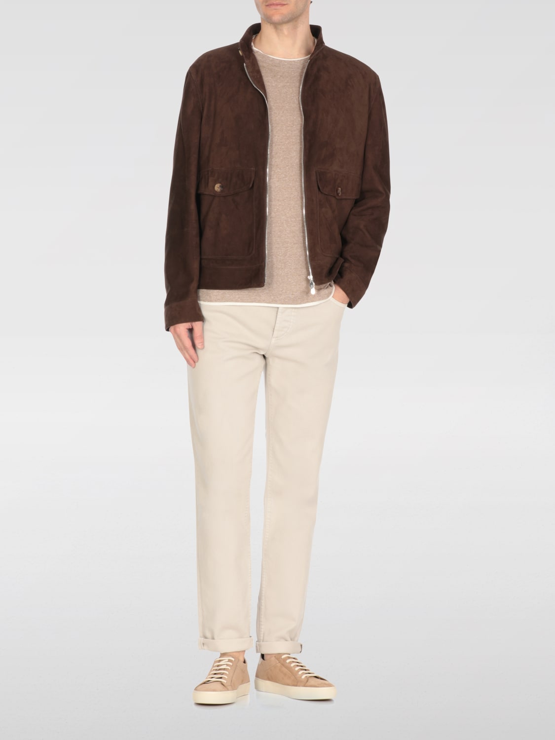 BRUNELLO CUCINELLI MEN'S DARK BROWN SUEDE JACKET