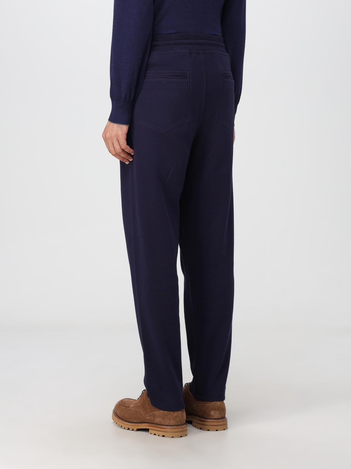 BRUNELLO CUCINELLI MEN'S COBALT TAILORED DRAWSTRING TROUSERS