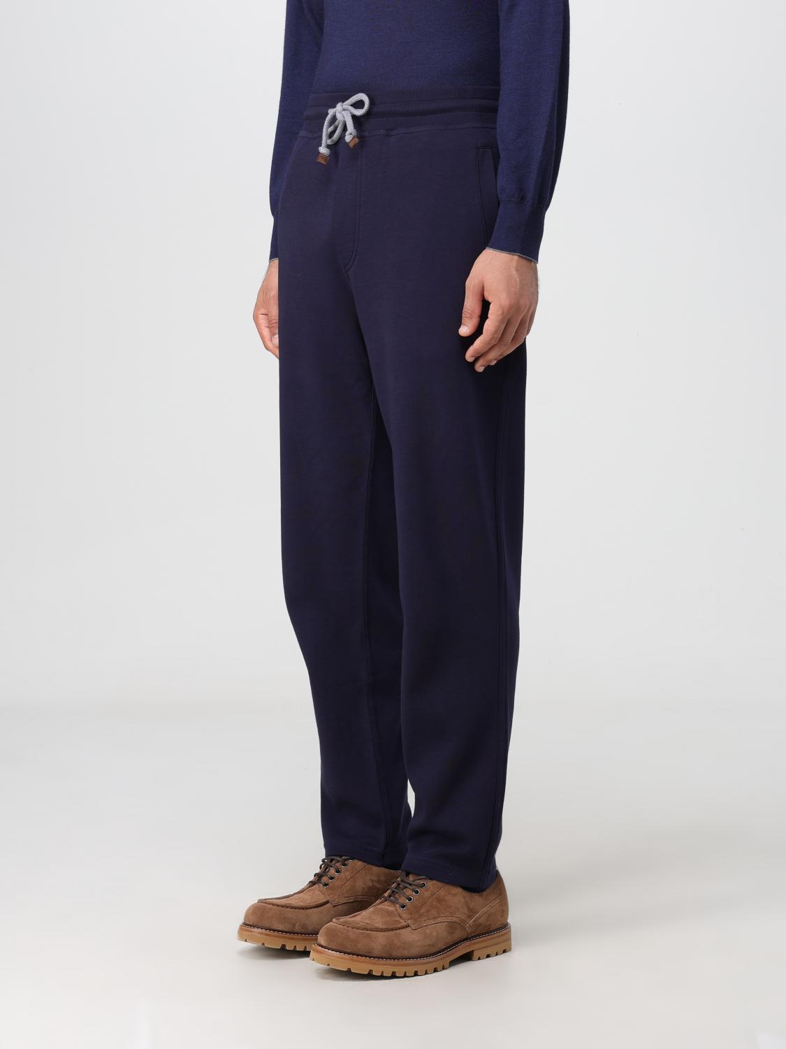 BRUNELLO CUCINELLI MEN'S COBALT TAILORED DRAWSTRING TROUSERS