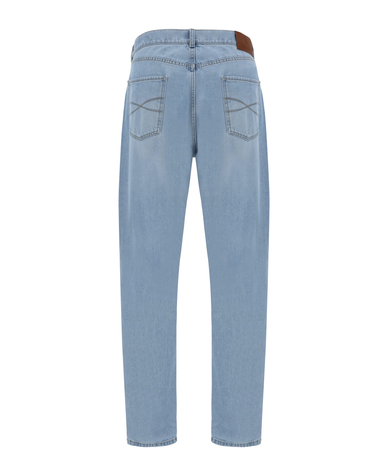 BRUNELLO CUCINELLI MEN'S LIGHT BLUE DENIM TROUSERS