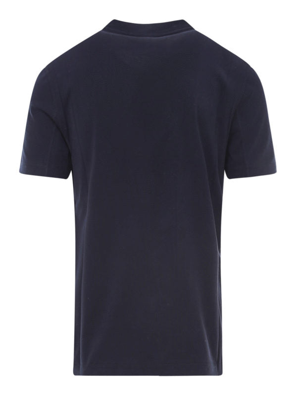 BRUNELLO CUCINELLI MEN'S NAVY COTTON SHORT-SLEEVE SHIRT