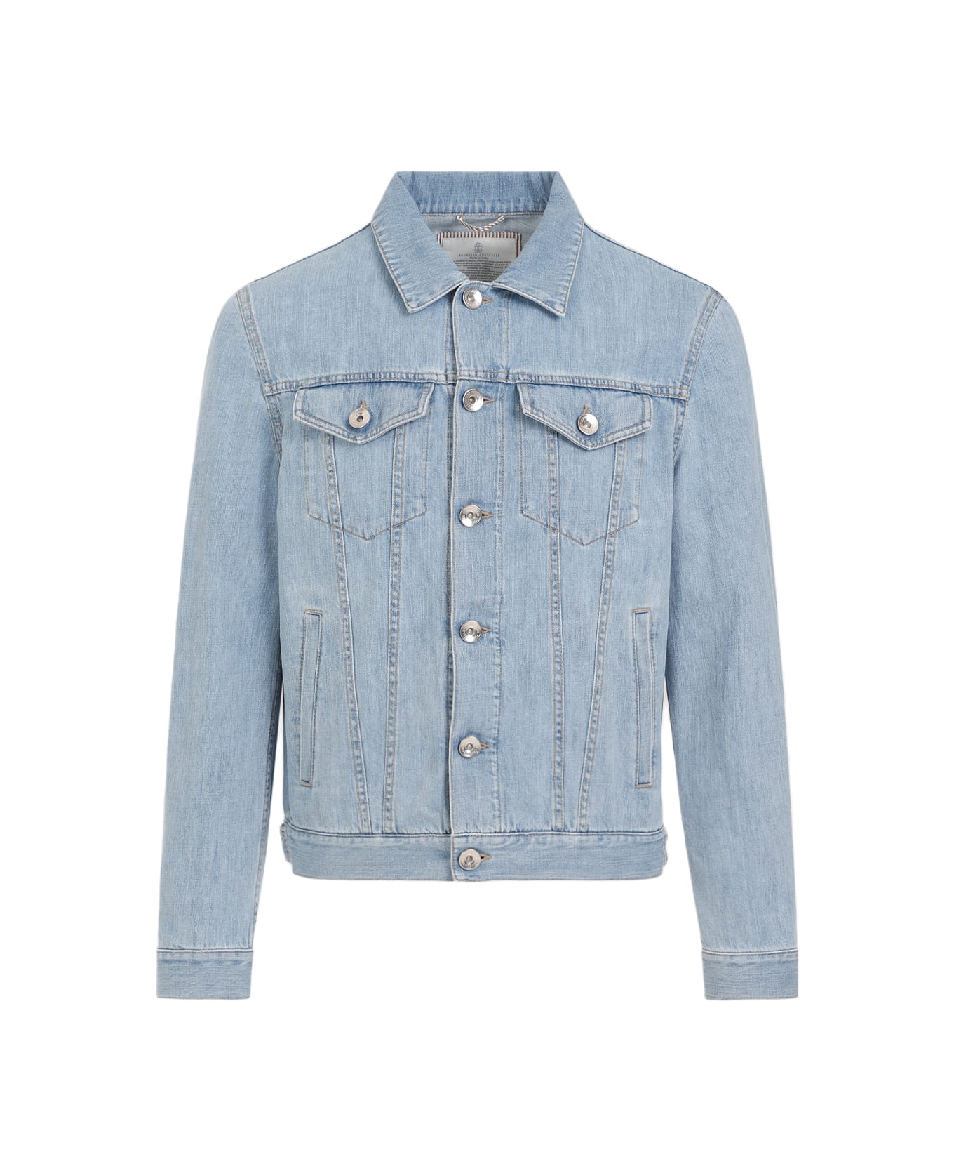 BRUNELLO CUCINELLI MEN'S LIGHT BLUE DENIM JACKET