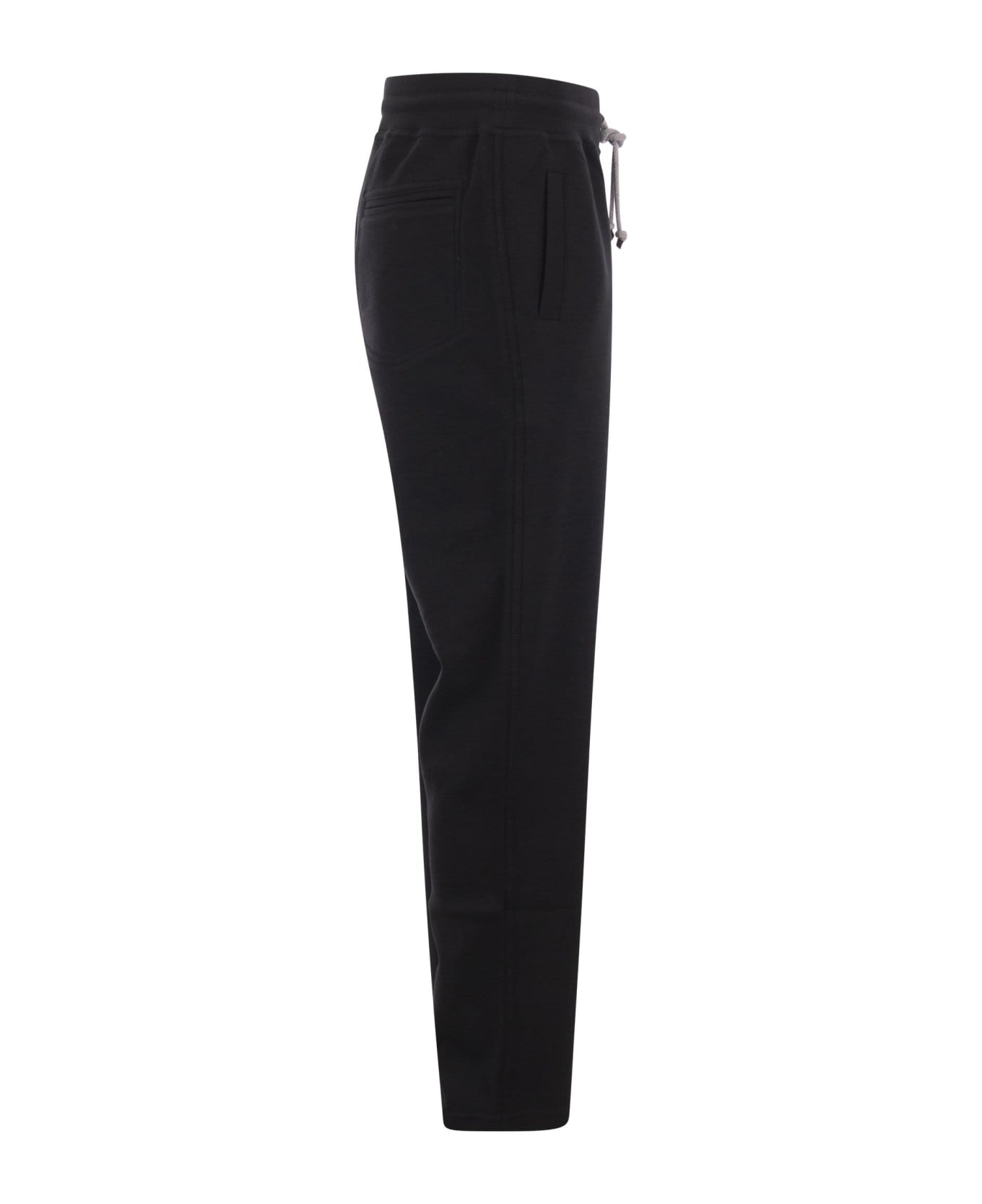 BRUNELLO CUCINELLI MEN'S BLACK TAILORED DRAWSTRING TROUSERS