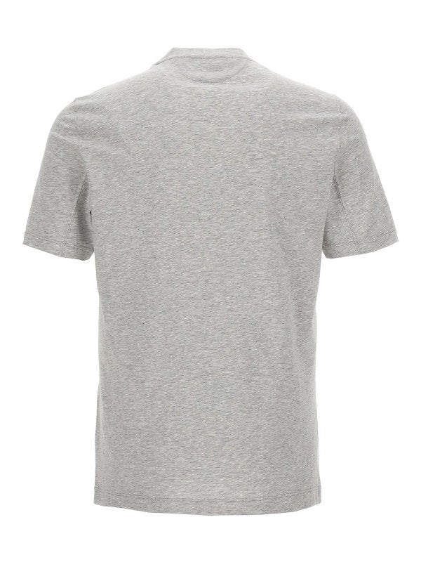 BRUNELLO CUCINELLI MEN'S LIGHT GREY SHORT SLEEVE SHIRT