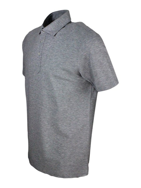 BRUNELLO CUCINELLI MEN'S LIGHT GREY POLO SHIRT