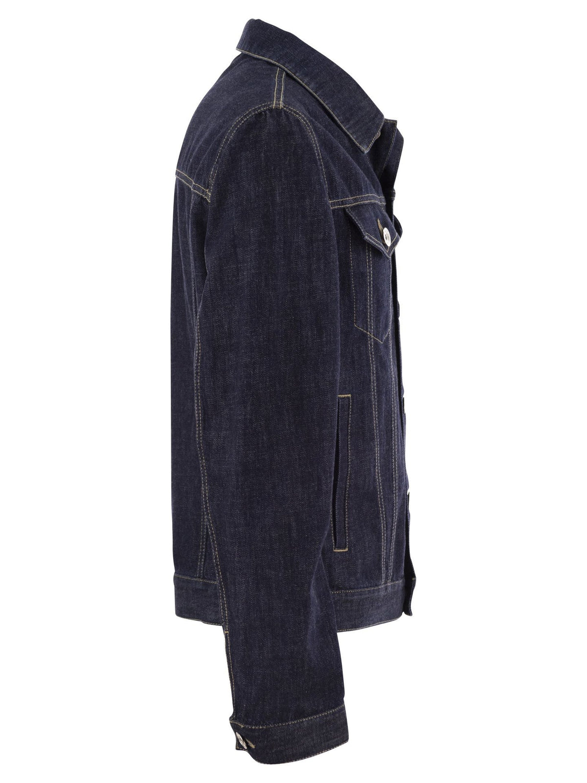 BRUNELLO CUCINELLI MEN'S DARK BLUE DENIM JACKET