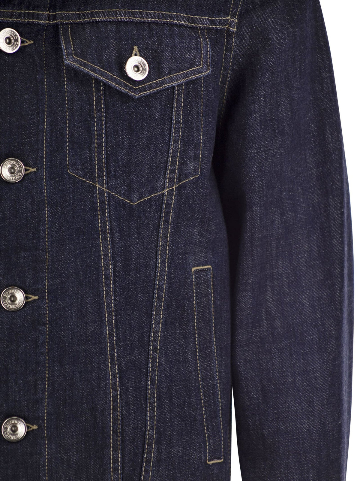BRUNELLO CUCINELLI MEN'S DARK BLUE DENIM JACKET