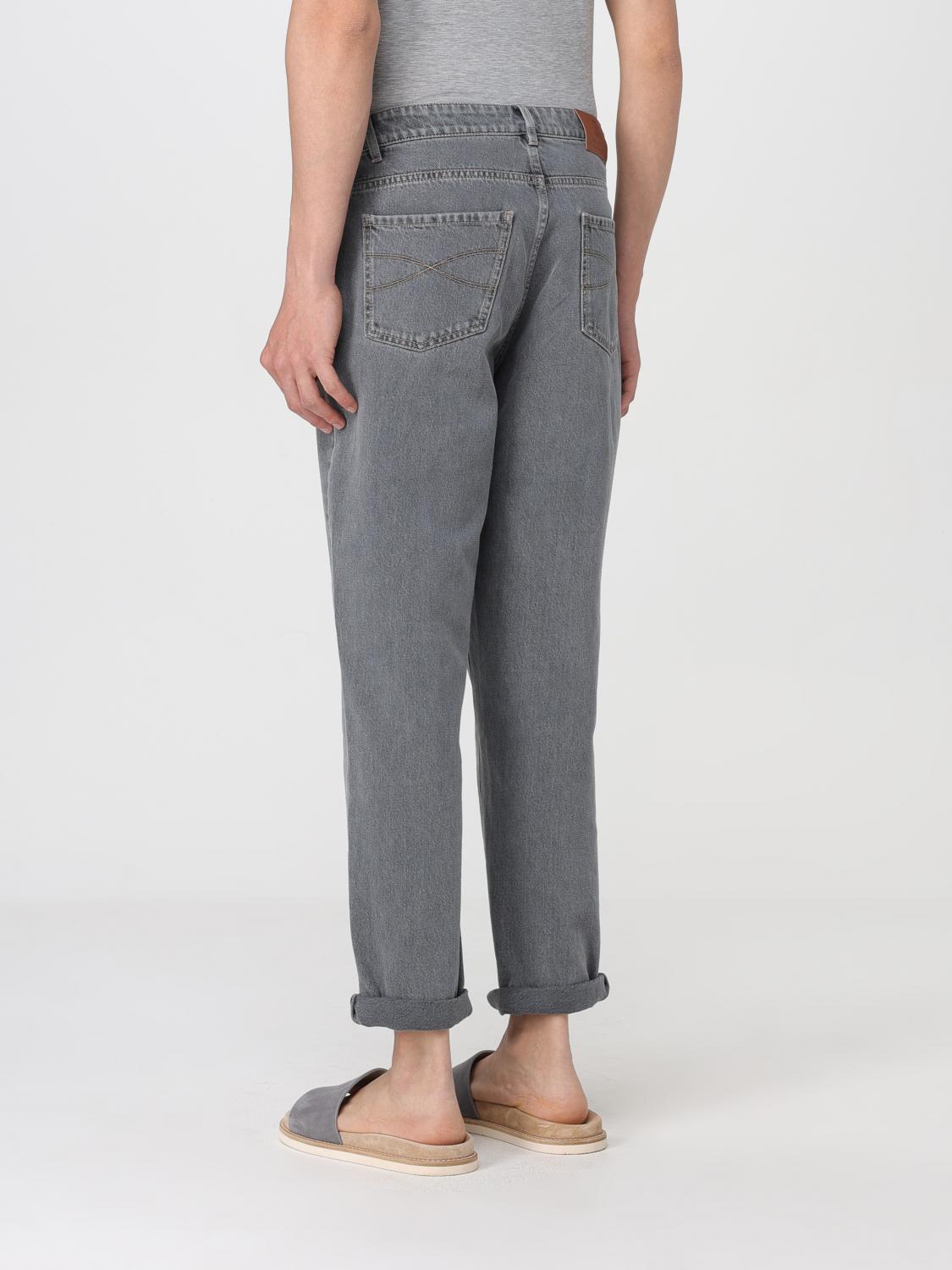 BRUNELLO CUCINELLI MEN'S GREY RELAXED DENIM TROUSERS