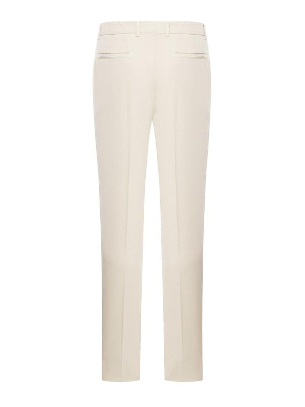 BRUNELLO CUCINELLI MEN'S CREAM TAILORED COTTON TROUSERS
