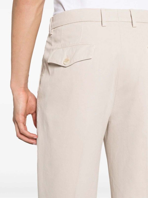 BRUNELLO CUCINELLI MEN'S CREAM PLEATED TAILORED TROUSERS