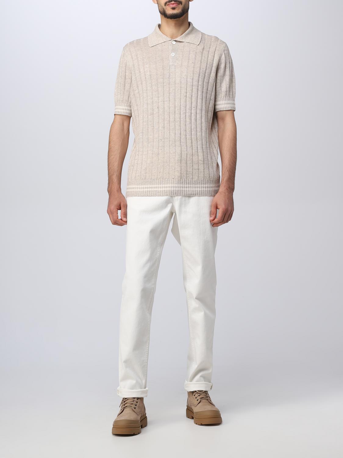BRUNELLO CUCINELLI MEN'S SNOW WHITE TAILORED TROUSERS