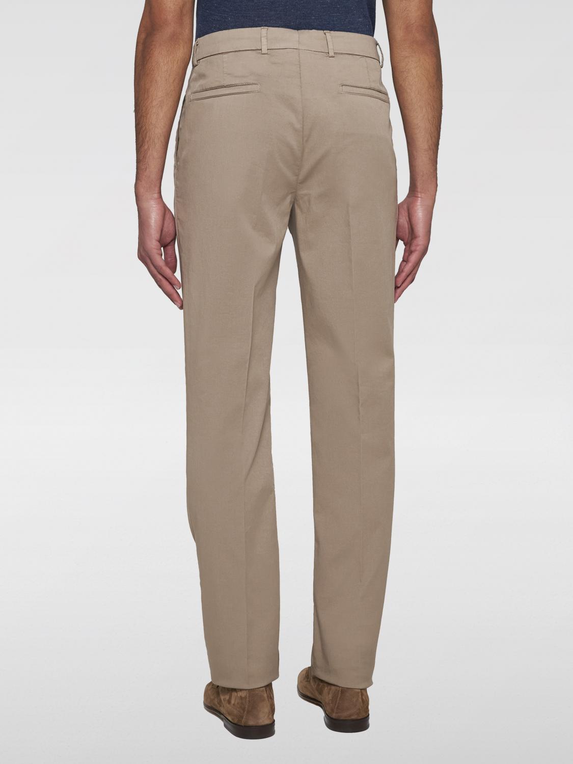 BRUNELLO CUCINELLI MEN'S LIGHT BROWN TAILORED TROUSERS