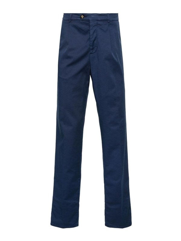 BRUNELLO CUCINELLI MEN'S PRUSSIAN BLUE TAILORED TROUSERS