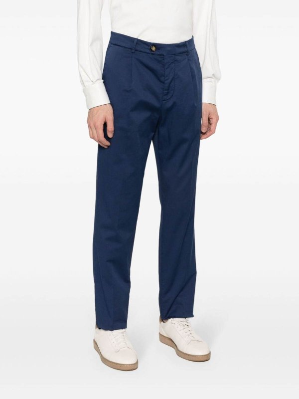 BRUNELLO CUCINELLI MEN'S DARK BLUE TAILORED TROUSERS