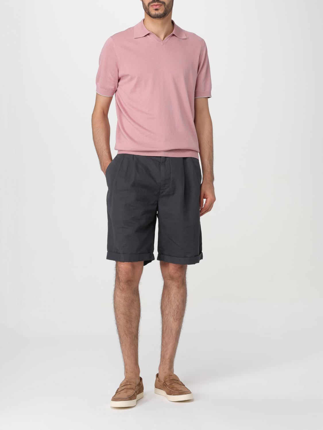 BRUNELLO CUCINELLI MEN'S DARK GREY LINEN SHORTS